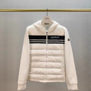 Moncler Mixed Media White Cardigan