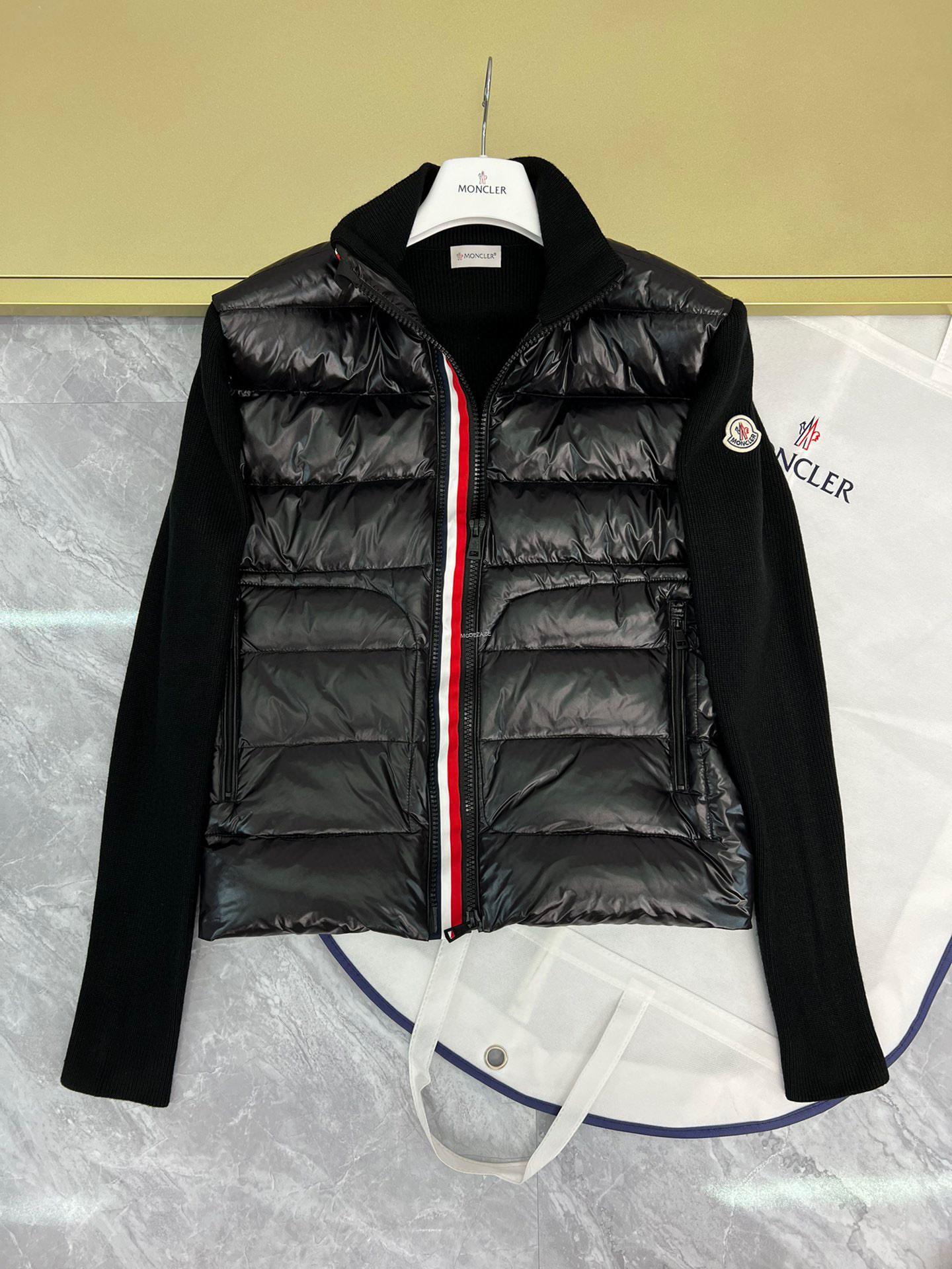 609b4fa1 Moncler Tricolor Zipper Black Cardigan - Image 1