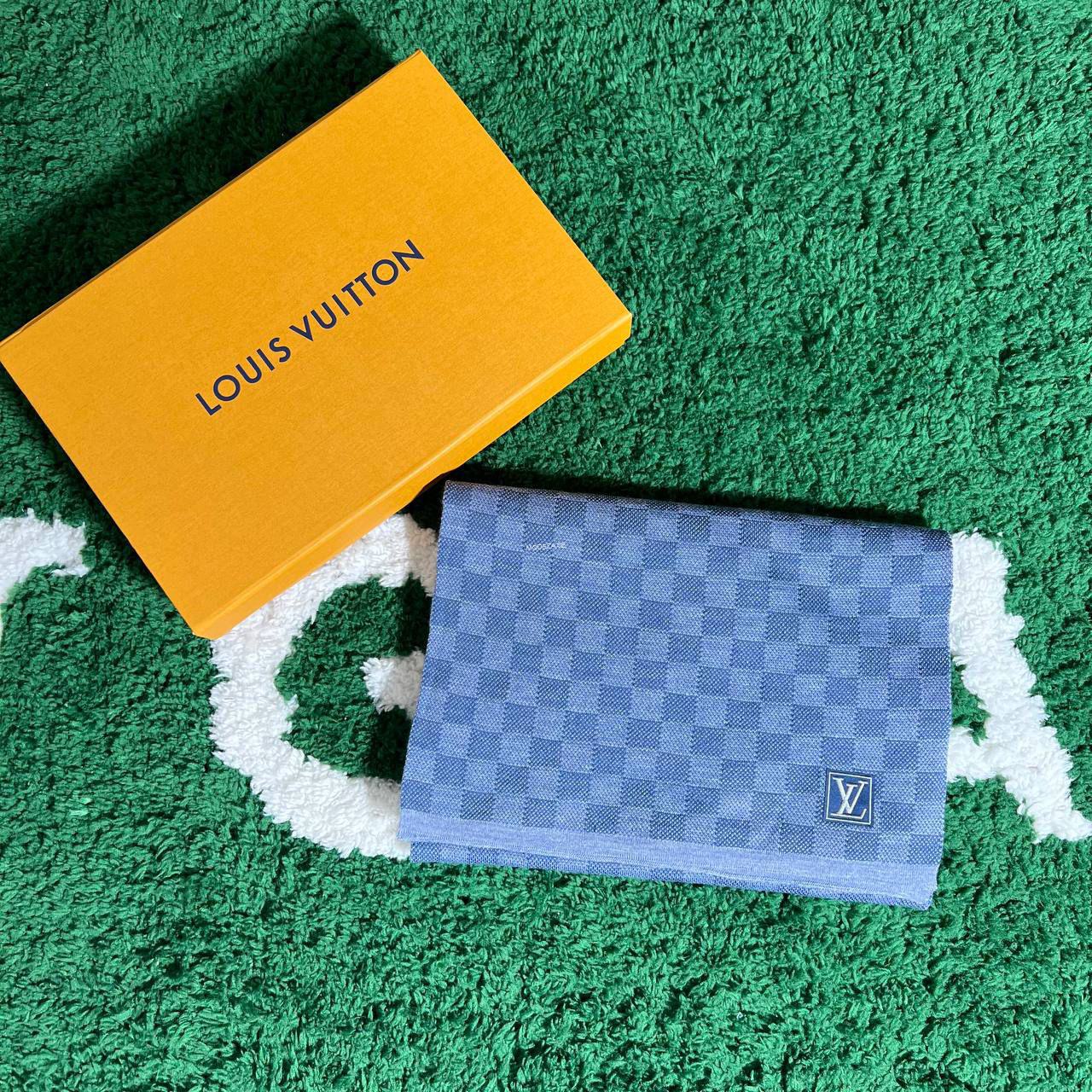 WhatsApp Bild 2024-09-27 kl. 18.12.47_56d18164 Louis Vuitton Petit Damier Blue Scarf - Image 1