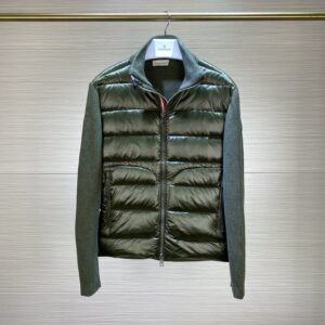 Moncler Tricolor Zipper Green Cardigan
