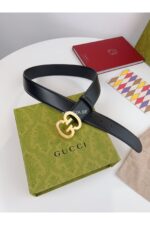 Gucci GG Slat Black Belt Gold Buckle