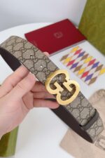 Gucci GG Khaki Belt Gold Buckle