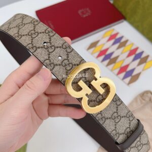 Gucci GG Khaki Belt Gold Buckle