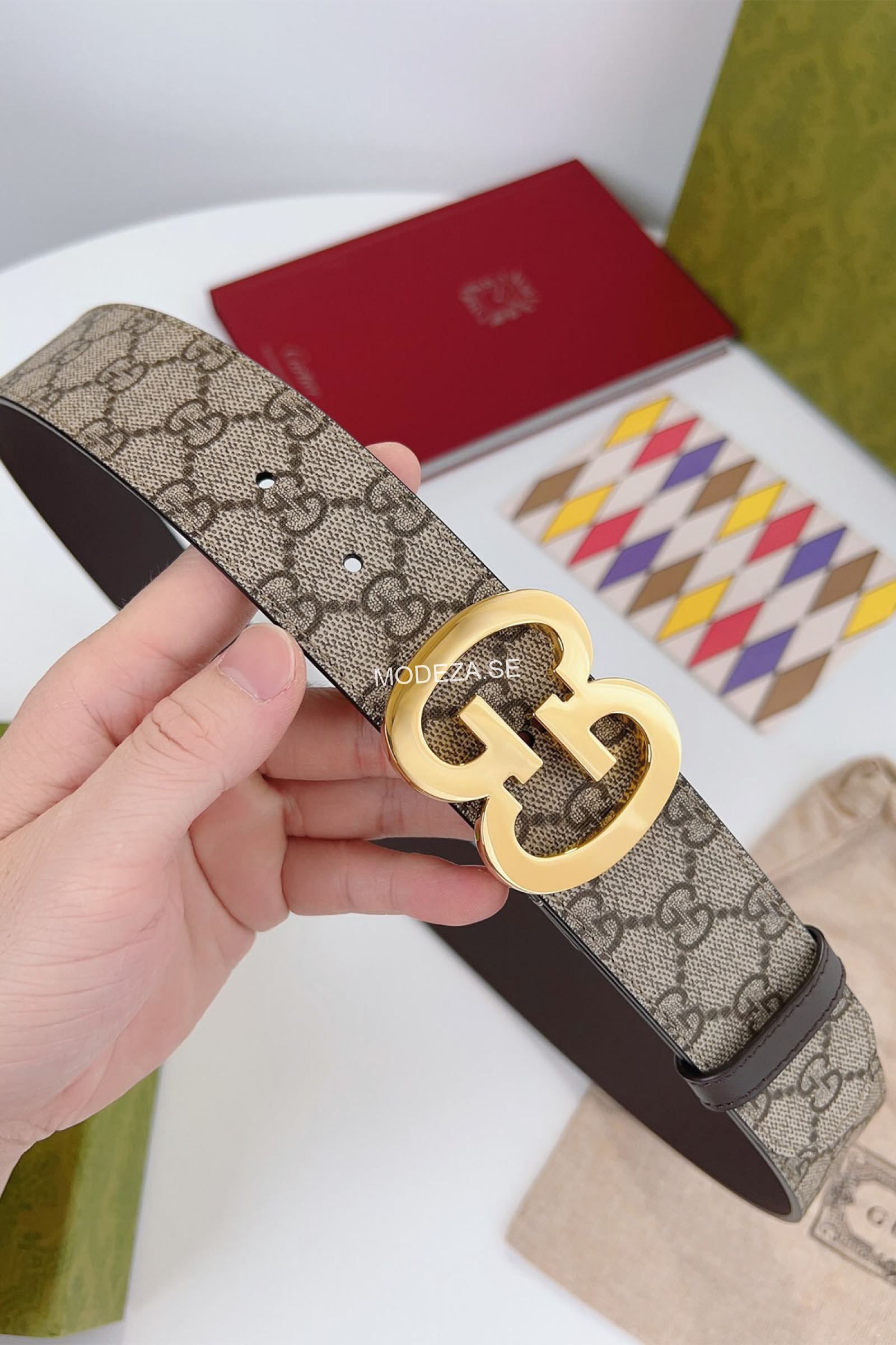 1108434-1600x2400 Gucci GG Khaki Belt Gold Buckle - Image 1