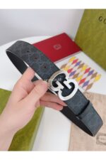 Gucci GG Black Belt Silver Buckle