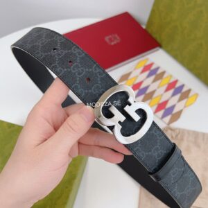 Gucci GG Black Belt Silver Buckle