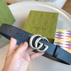 Gucci GG Marmont Black Belt Silver Buckle