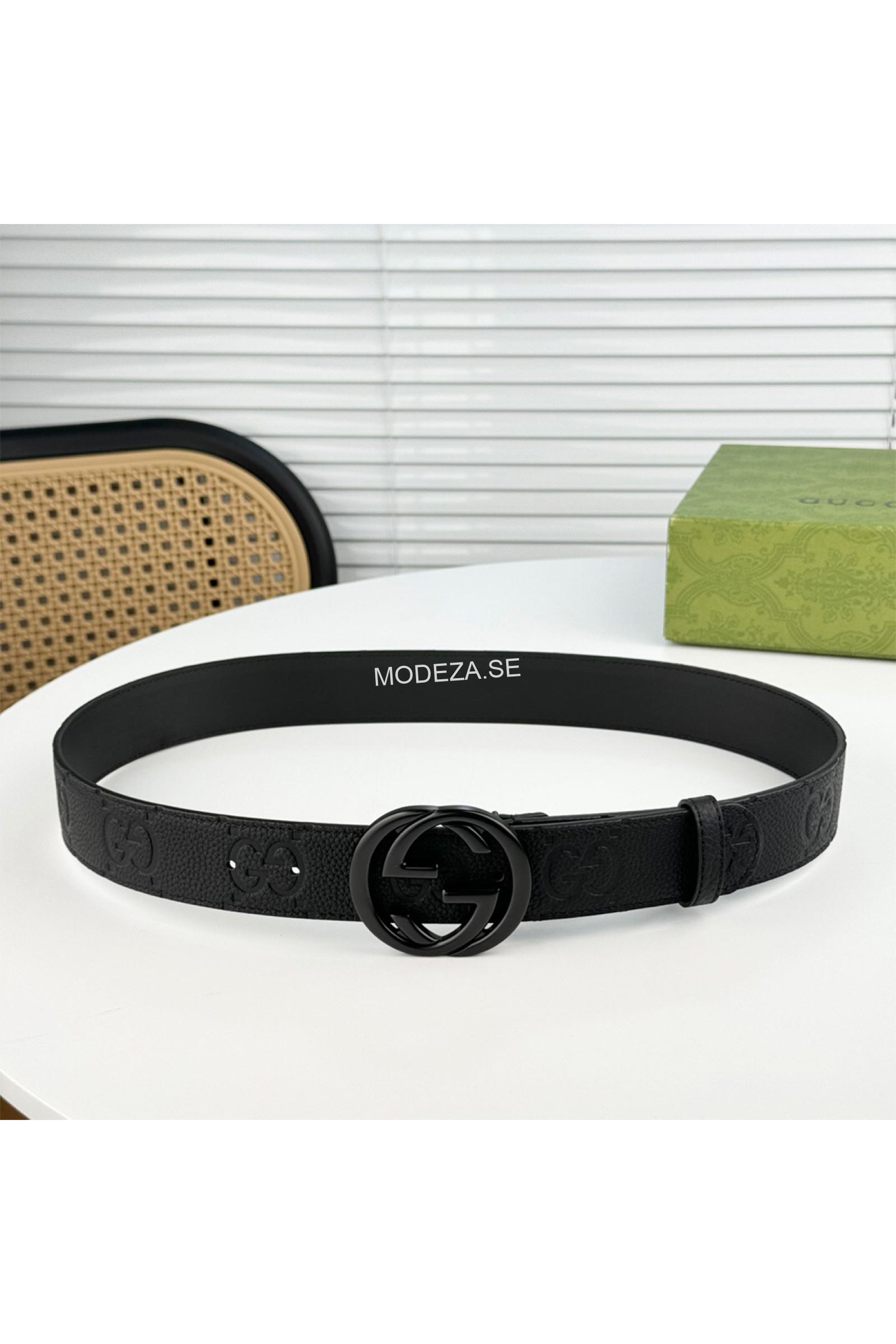 1144872-1600x2400 Gucci GG Jumbo Black Belt With Black Buckle - Image 1