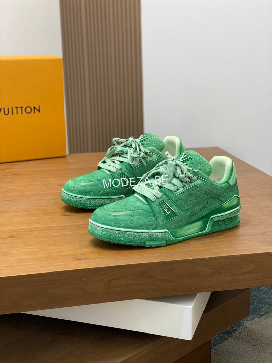 2412e9a8 Louis Vuitton Mini Monogran Cool Green Trainer - Image 1
