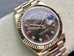 Rolex Day-Date Rose/Brown Dial Red Stones Watch - Image 3