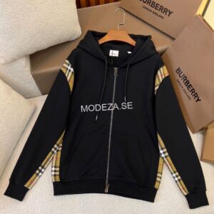 Burberry Check Detailed Zip Hoodie