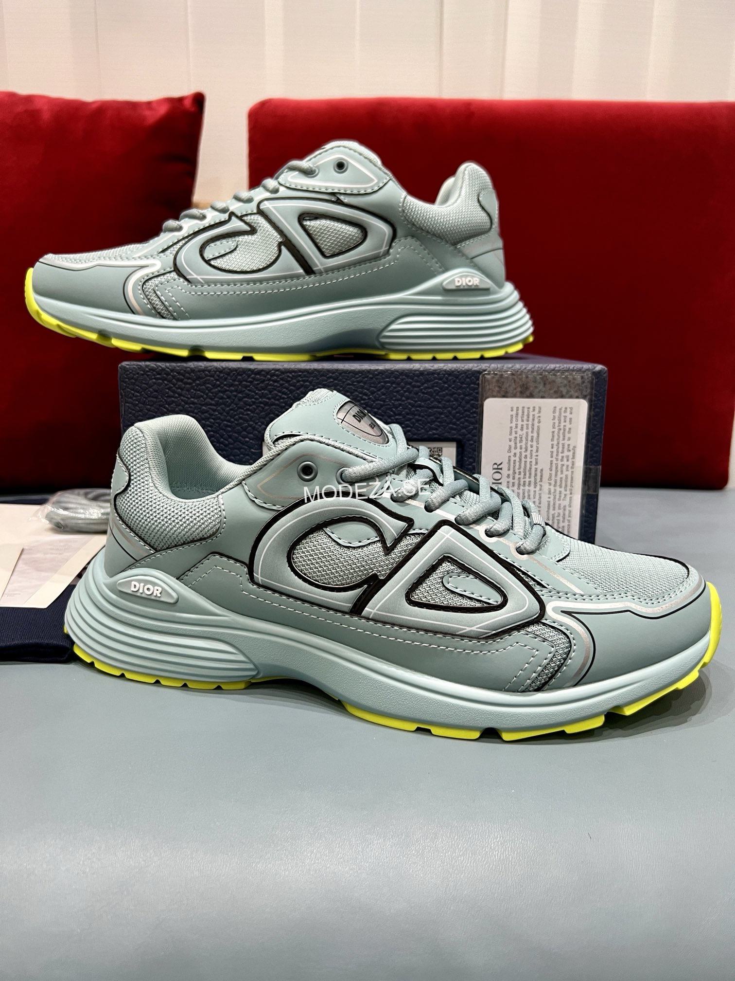 img_5021 Christian Dior B30 Blue/Lime Mesh Sneakers - Image 1