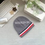 Moncler Enfant Virgin-Wool Logo Patch Grey Beanie - Image 3