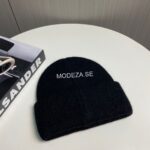 Stone Island Black Logo Beanie - Image 5