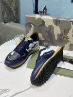 Valentino Garavani Rockrunner Camouflage Noir Metallic Blue Sneaker - Image 3