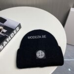 Stone Island Black Logo Beanie - Image 4