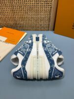 Louis Vuitton Blue Fabric Monogram Sneakers - Image 4