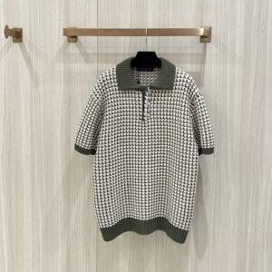 Houndstooth Knit Polo Shirt