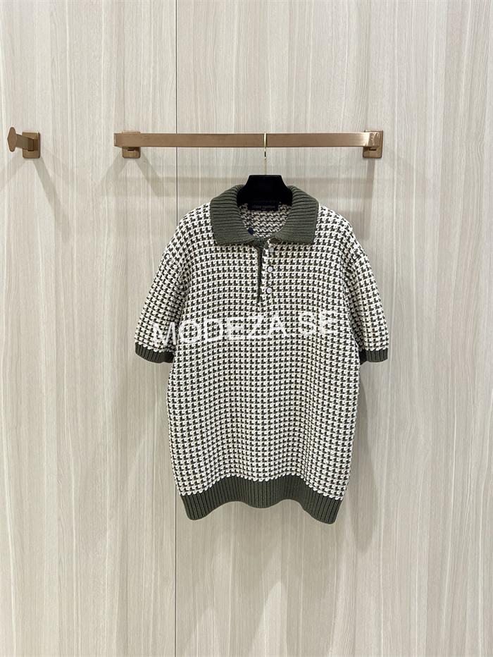 01147b7b Houndstooth Knit Polo Shirt - Image 1