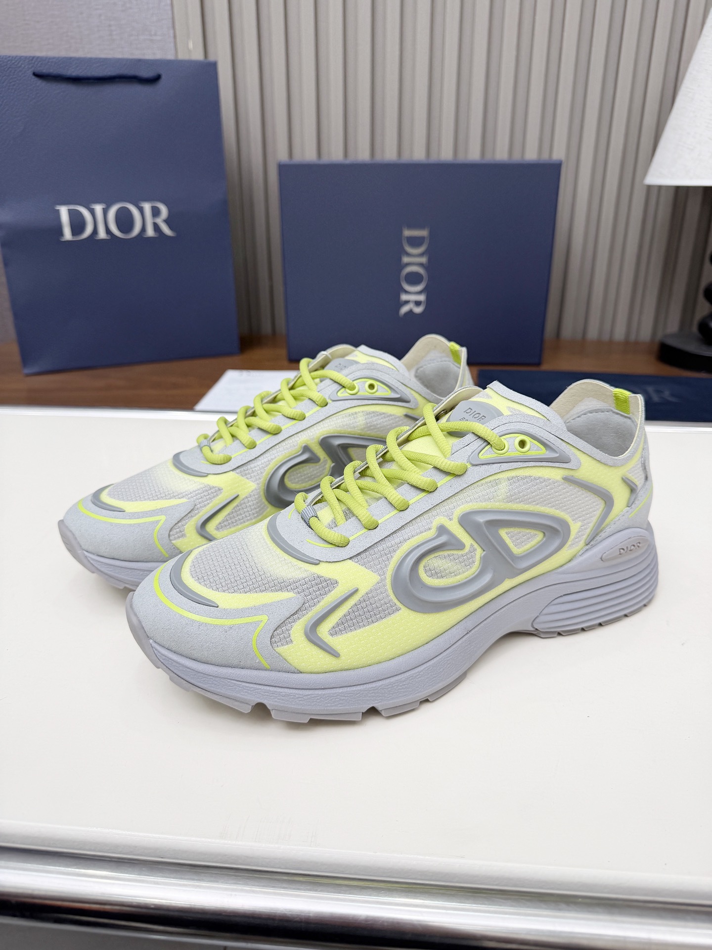 1f9d9c3c Christian Dior B30 Grey/Neon Green Sneakers - Image 1