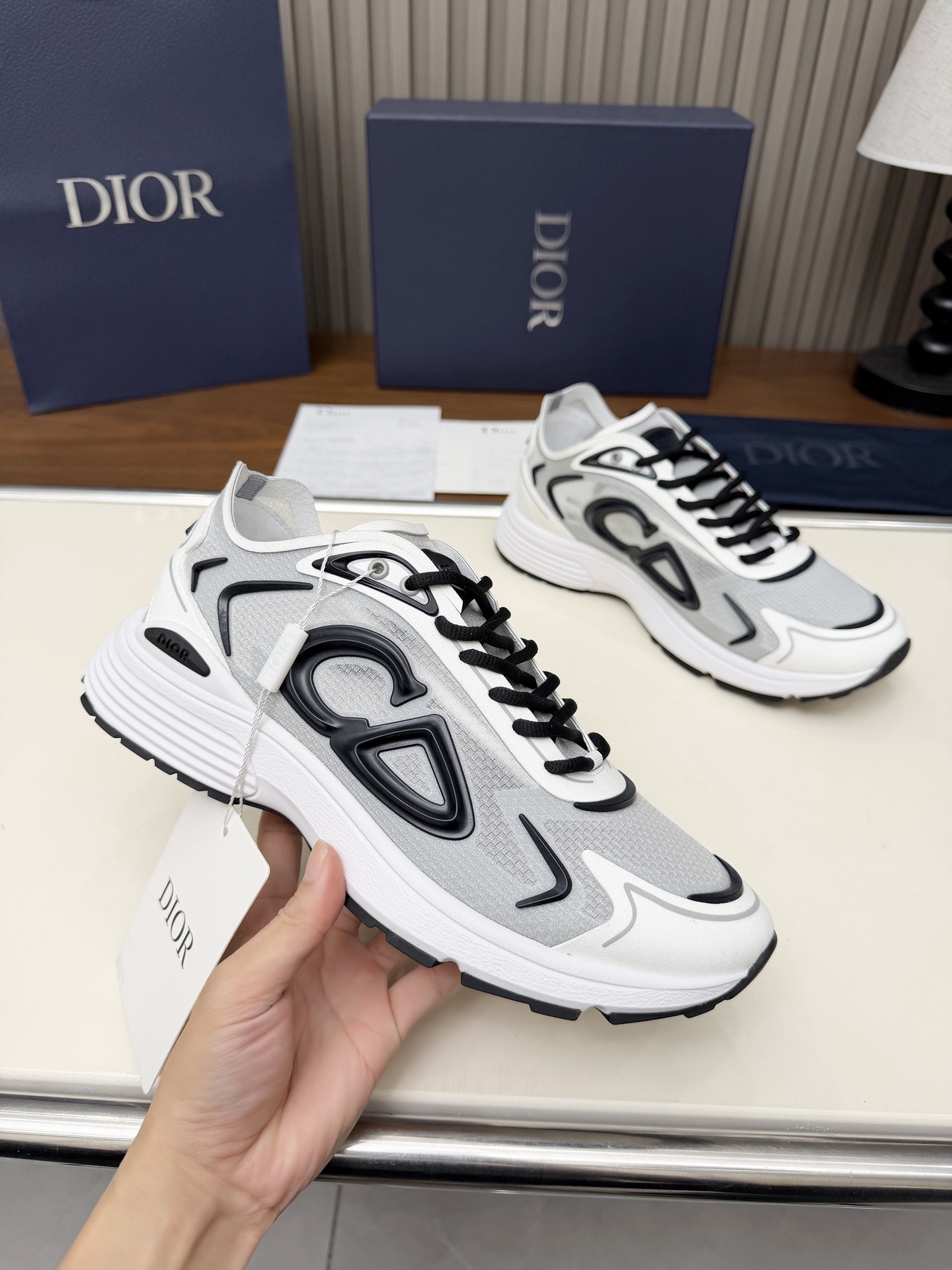 3373cab4 Christian Dior B30 White/Black Sneakers - Image 1